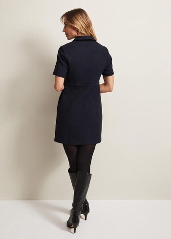 Phase Eight Lana Tweed Zip Tunic Dress Navy Australia | UH7290461